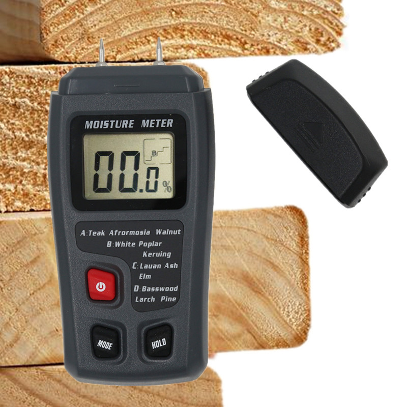 Medidor de humedad de madera Digital MT10 de dos pines, probador de humedad de madera, Detector de humedad de madera con pantalla LCD grande, 0-99.9%
