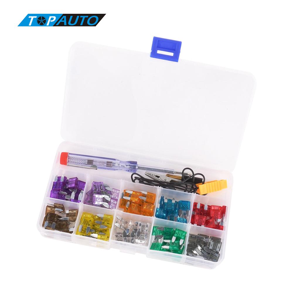 100 stücke Mini Auto Sicherung Bausatz Farbe Codiert für Zehn Ampere Sicherungen mit Alligator Clip Elektrische Tester Pinzette Sicherung Abzieher