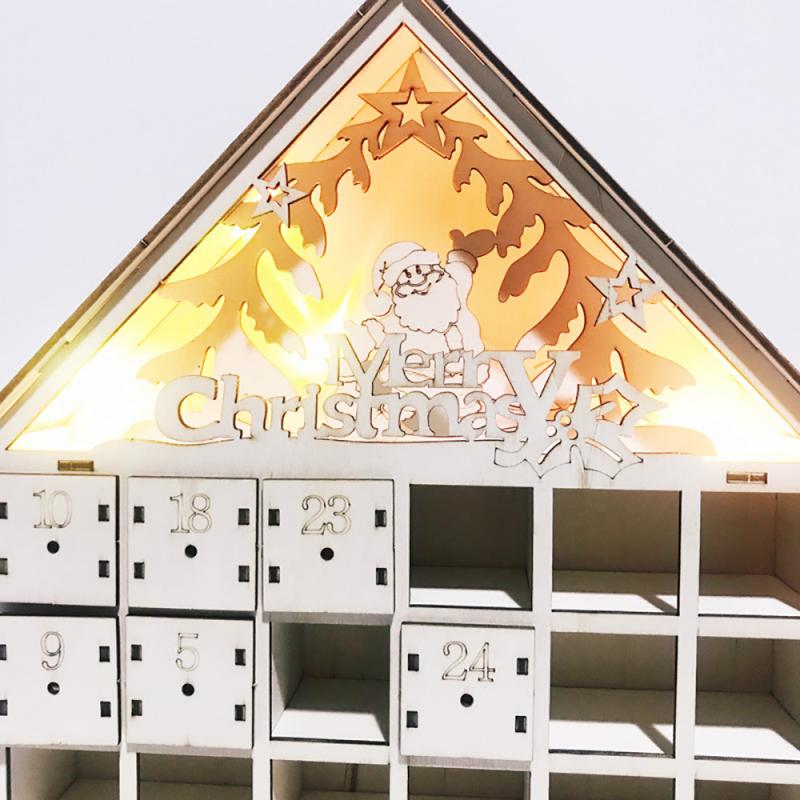Træ adventskalender nedtællingslys jul 24 udtræksskuffer led lys julepynt adventskalender