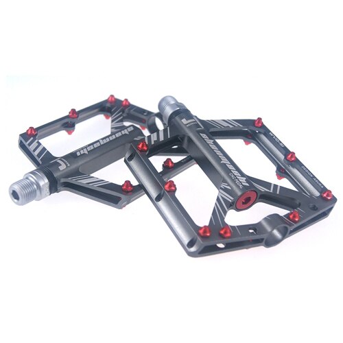 Pedales de bicicleta de aleación de aluminio CNC antideslizantes, 4 rodamientos de ancho, fino, con grilletes, 1 par: gray