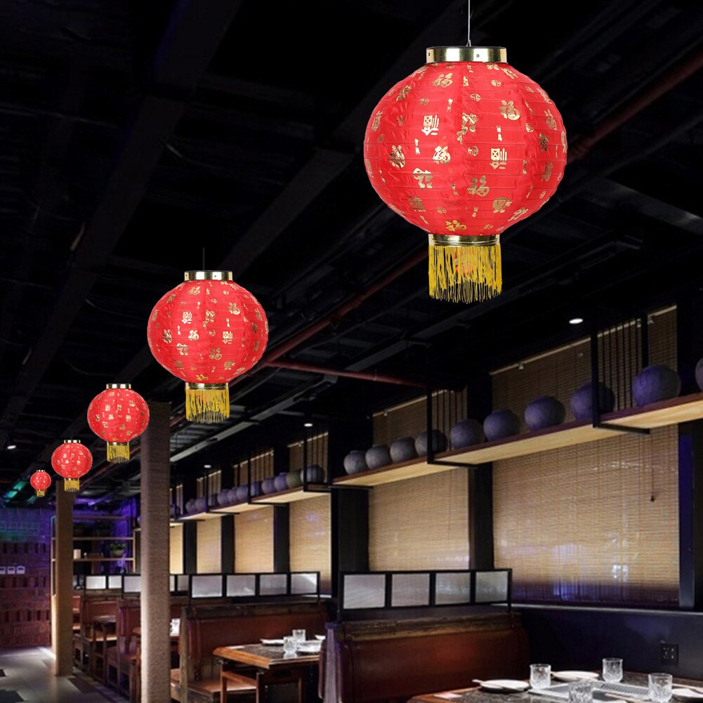 Outdoor 10 inch Traditional Chinese Style Cloth Hanging Lanterns Lamp Waterproof Pub Bistro Restaurant Decorative Supplies