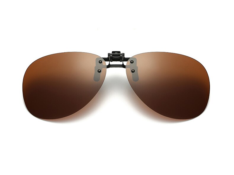 Gafas polarizadas de tipo Clip para hombre y mujer, gafas de sol para conducir de día y noche, gafas de sol para conducir de visión nocturna: Brown