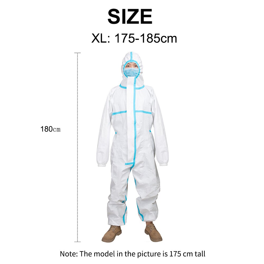 Anti epidemic Bacterial Prevent Droplets Protective Suit Waterproof Disposable Safety Protection Clothing Hazmat Suit: XL  175-185cm   B