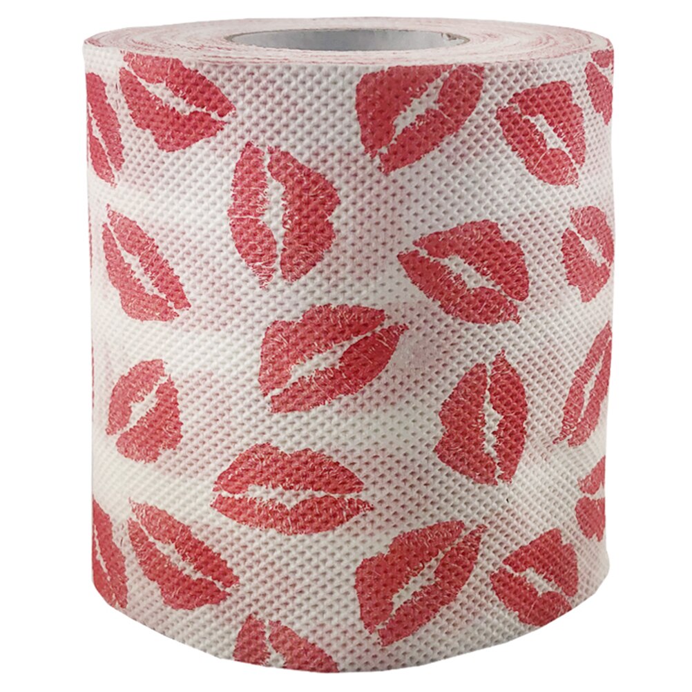 Printed Toilet Paper Lip Print Pattern Tissue Napkin (White and Red)