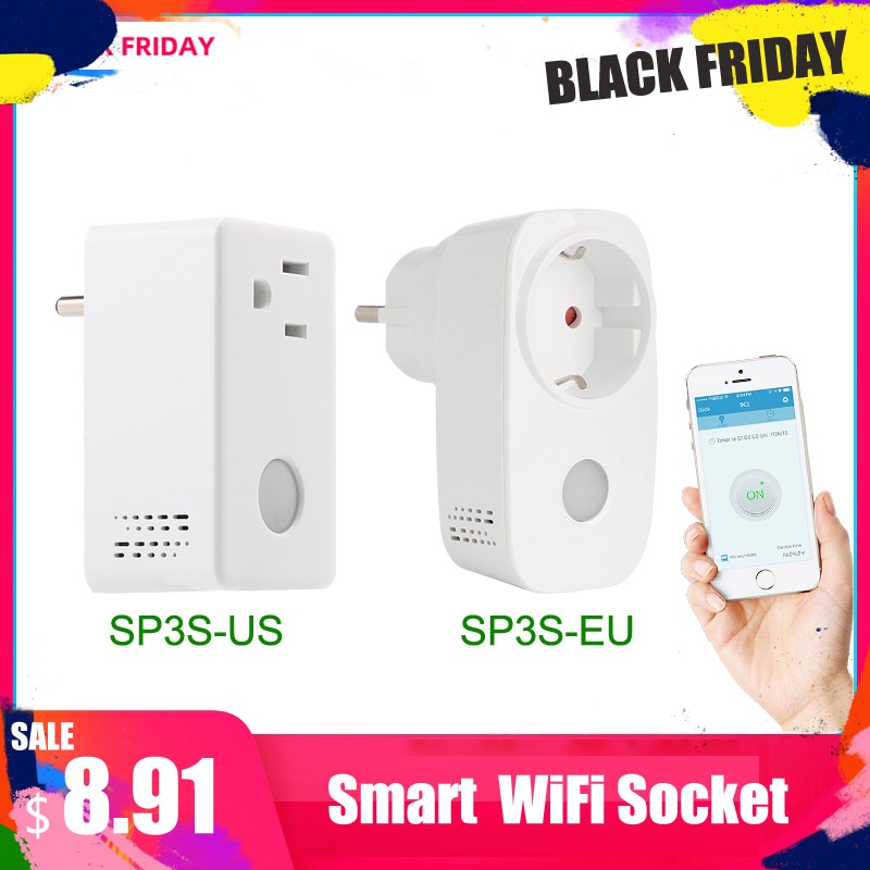 Broadlink SP3S EU/ONS Energie Monitor Smart Draadloze WiFi Socket Afstandsbediening Ontmoette Power Meter Controle Deur IOS Android