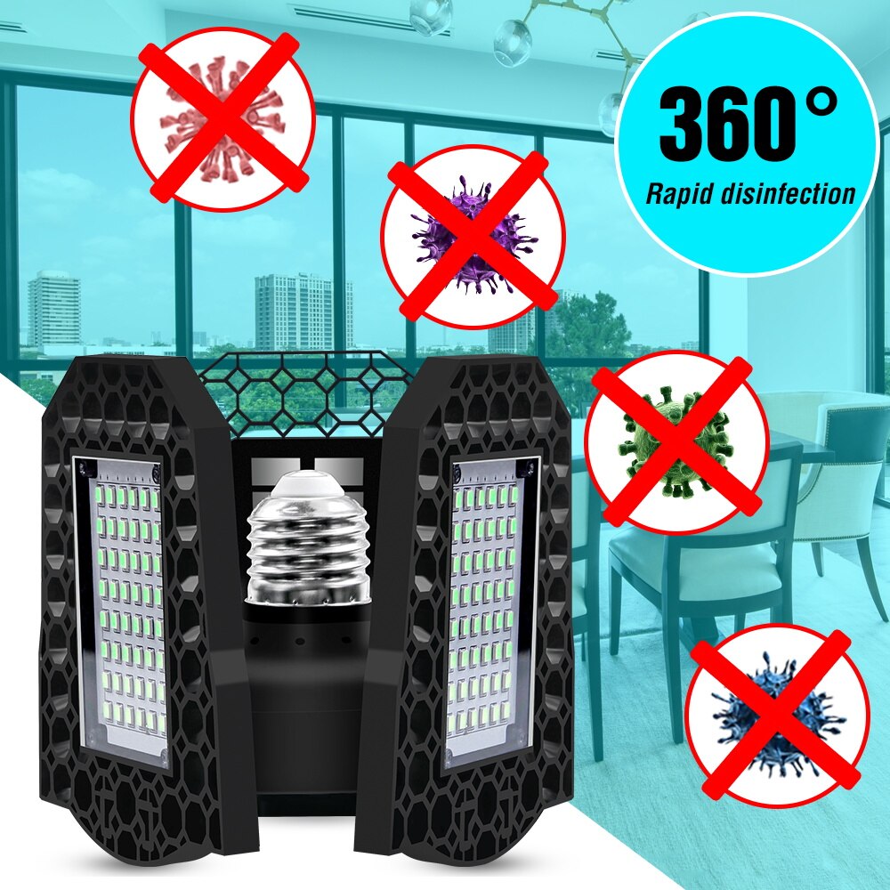 Ledet uv sterilisatorlampe  e27 uvc ozon 40w 60w 80w lampe 220v ledet ultrafiolett lys 110v bakteriedrepende pære 2835 desinfiserende lys