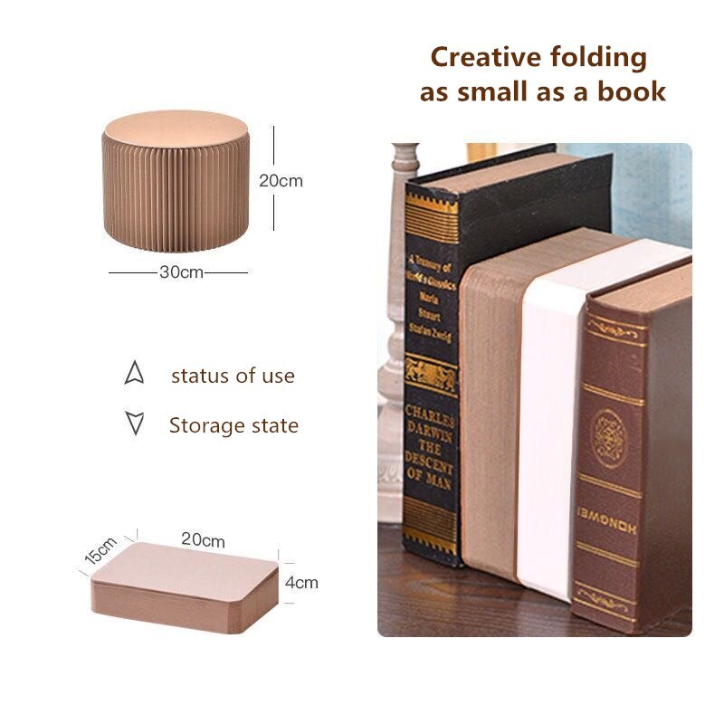 , tabouret en papier pliant multifonctionnel, tabouret rond portable, tabouret en papier sans prendre de place