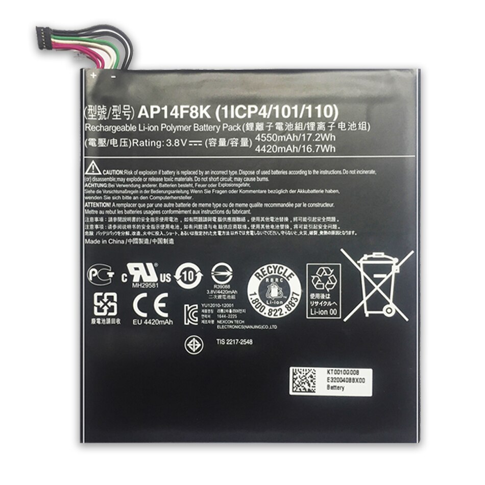 Li-Ion Polymer Laptop Batterie AP14F8K 4550mAh Für Acer Iconia Tab A1-850 B1-810 B1-820 B1-830 W1-810