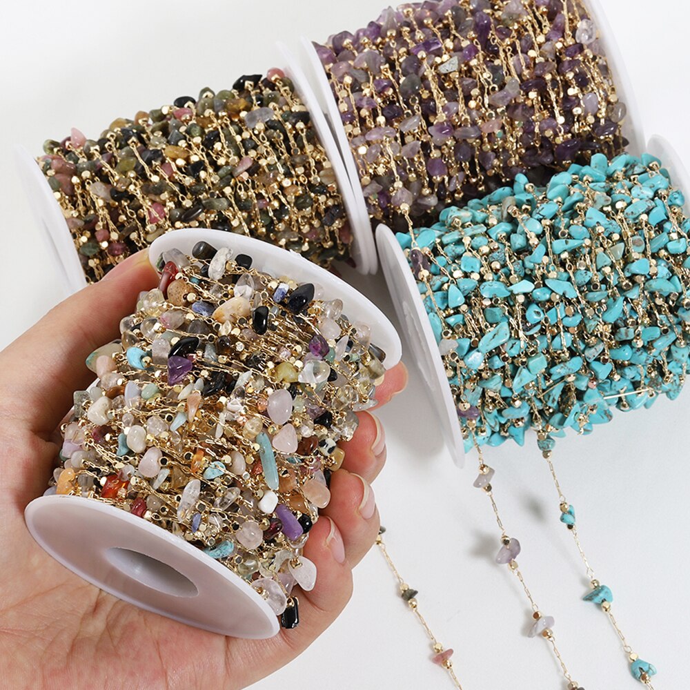 Chaîne de perles de pierre irrégulière en cristal bohème, 1 mètre, pour Bracelet fait à la main, collier, fabrication de bijoux, bricolage, décoration de rideau