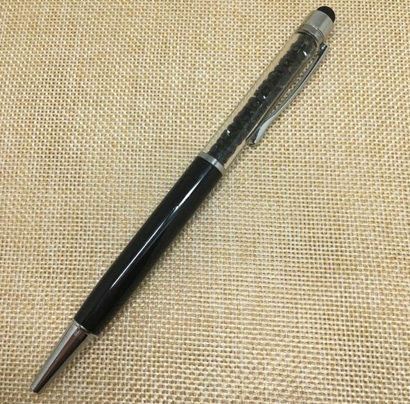 (1Pcs/Sell) Crystal Pen Diamond Pens Stationery Fountain Pen Stylus Touch Pen 11 Colors Oily Black Refill: 3