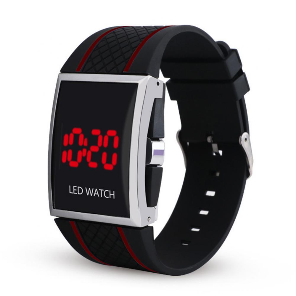 Montre-bracelet électronique LED pour hommes, , Aviation, pilote, compteur de vitesse, sport, voiture, cadran numérique, horloges: Black Red