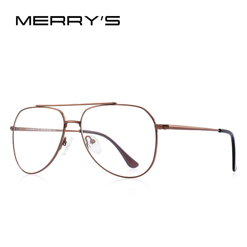 MERRYS Classic Pilot Glasses Frame For Men Women Myopia Prescription Glasses Frames Optical Eyewear S2689: C07 Brown