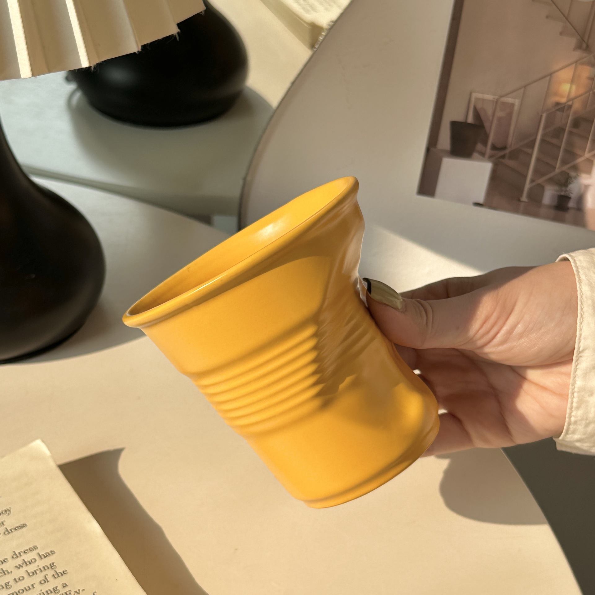 Taza de café Irregular de cerámica, taza de café de Color puro de 200/400ml, taza de leche, bebidas de té, taza de agua, tazas de vaso para el hogar y la Oficina: Rosa