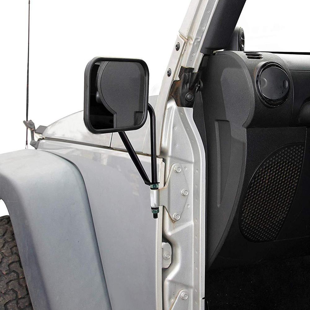Rétroviseurs latéraux de voiture 2 pièces rétroviseurs carrés sans porte pour Jeep Wrangler CJ YJ TJ JK JL