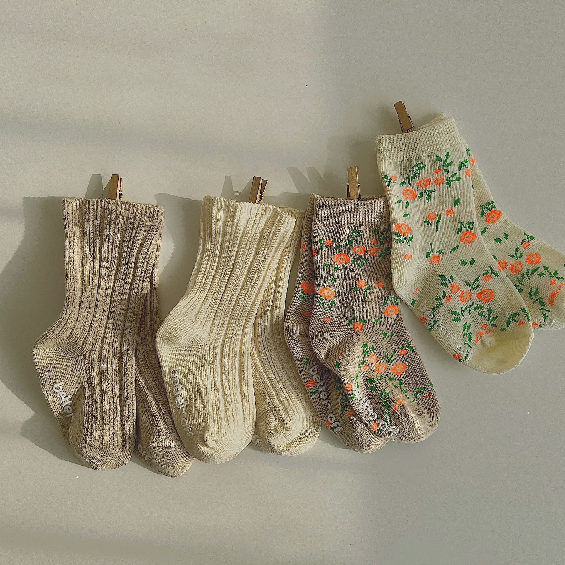 Deer jonmi 2022 Spring Baby Girls calzini in cotone carino stile coreano costine floreali bambini calzini traspiranti lavorati a maglia 4 paia/set