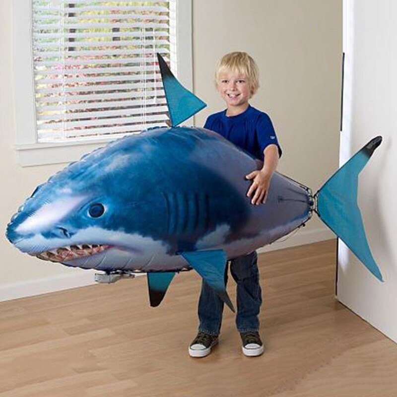 Tubarão de controle remoto, balão de brinquedo dirigível que nada no ar, peixe palhaço para presente, decoração de festa
