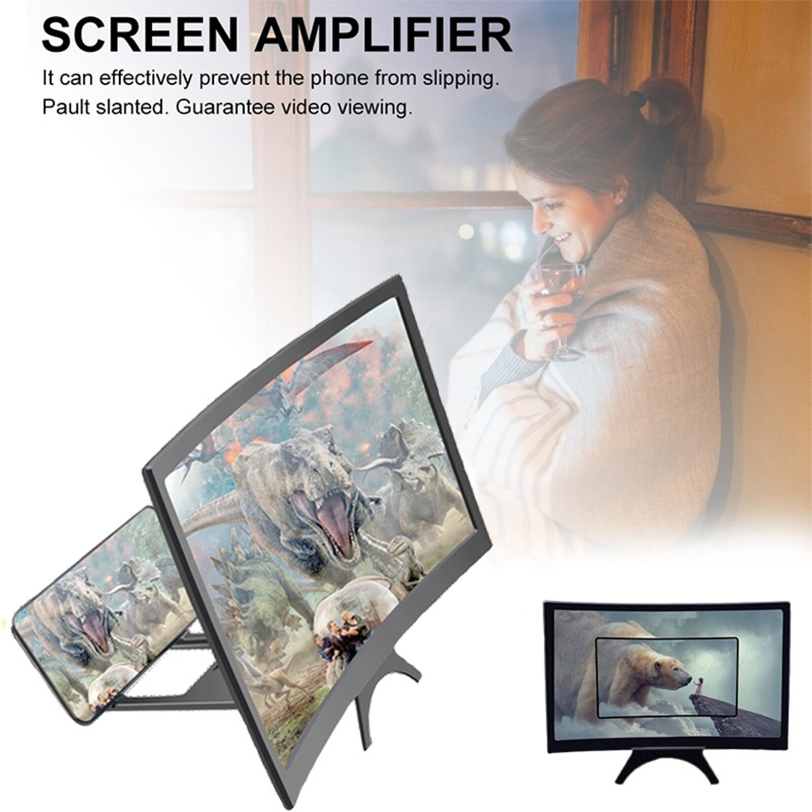 Portable Mobile Phone Screen Magnifier Universal Curved Mobile Phone Screen Amplifier Video Enlarger