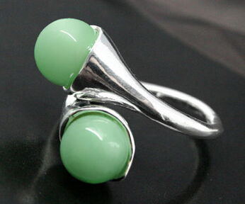 RARE GREEN gem BEAD ROUND GEMS 925 STERLING RING SIZE 7 8 9 10&gt;Lovely Fine Nobility Lady&#39;s &#39;s Earrings for women jewelry