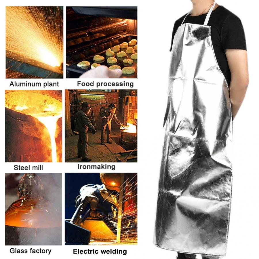 Arbetskläder 1000 grader värmebeständigt aluminiumfolie förkläde högtemperatur arbetsförkläde overol hem