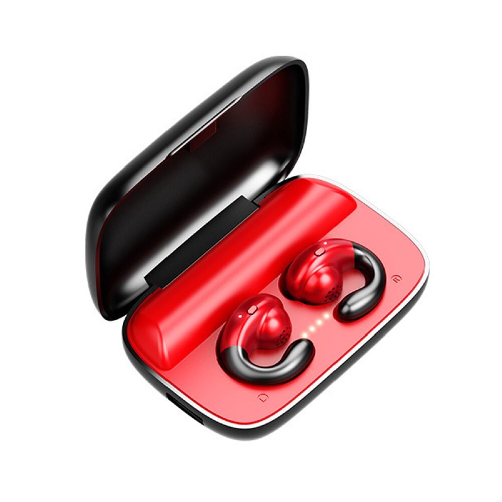 S19 Super Mini Bone Conduction TWS Plus Bluetooth 5.0 Handsfree Wireless Earphones Sport Earbuds For xiaomi huawei iphone: Red