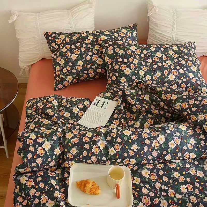 Romantische Bettwäsche einstellen Blumen- eins Stil Bettbezug Flache Blatt mit Kissenbezüge Einzigen Königin Volle Größe Jungen Mädchen Koreanischen Bett leinen