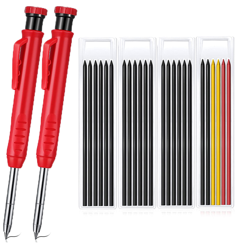 Solid Carpenter Pencil Set Woodworking Tools Mechanical Pencil Set Construction Carpenter Marker Multi-box Refill Leads Scriber: WHITE