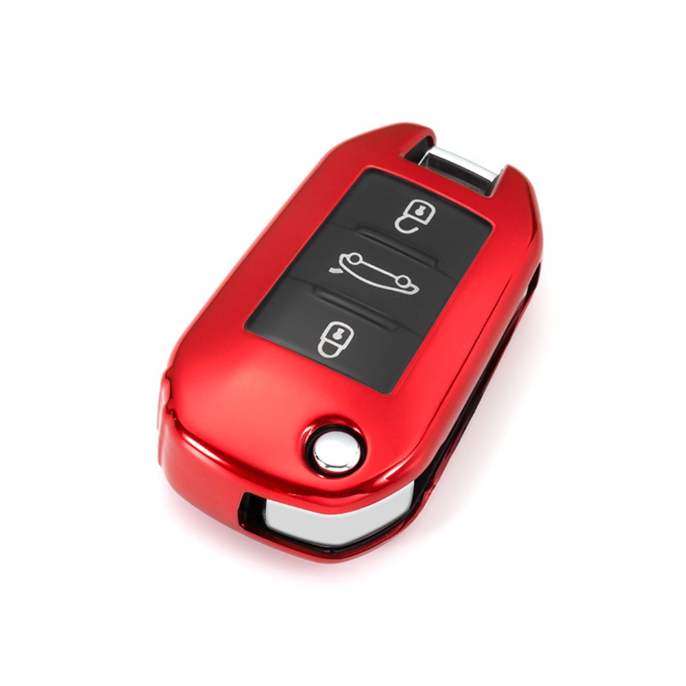 Tpu bilnøgle cover til peugeot 508 301 308 3008 5008 4008 408 308s til citroen  c4 cactus  c5 c4l c3- xr c-elysee nøgle kuffert: Rød