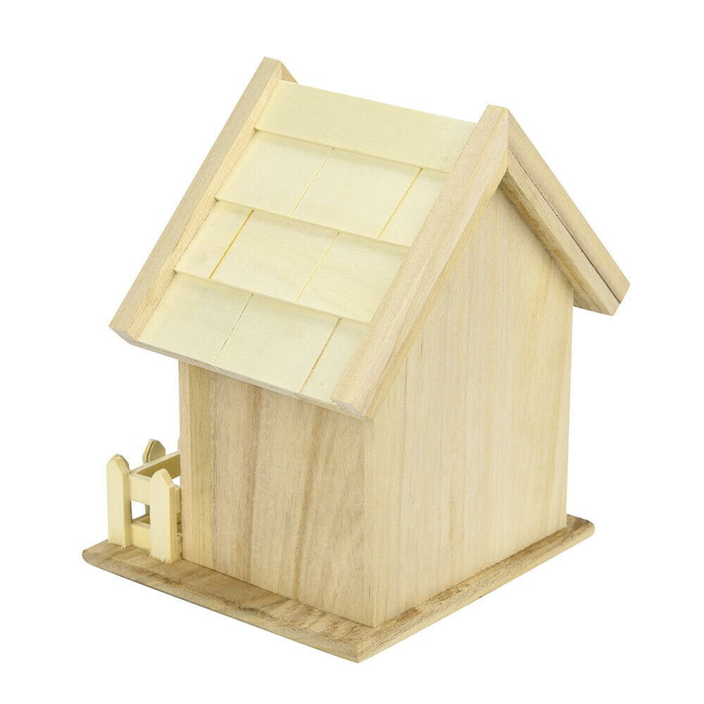 Natural Wood Birdhouse Outdoor Unfinished Wooden Small Bird Nesting House