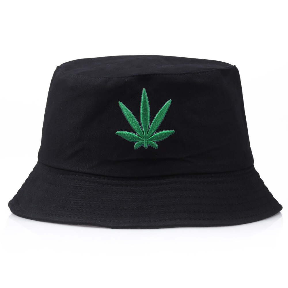 Visser Hoeden Mannen Vrouwen Maple Leaf Emmer Hoed Hip Hop Borduren Katoen Outdoor Zomer Casual Swag Emmer cap: Black