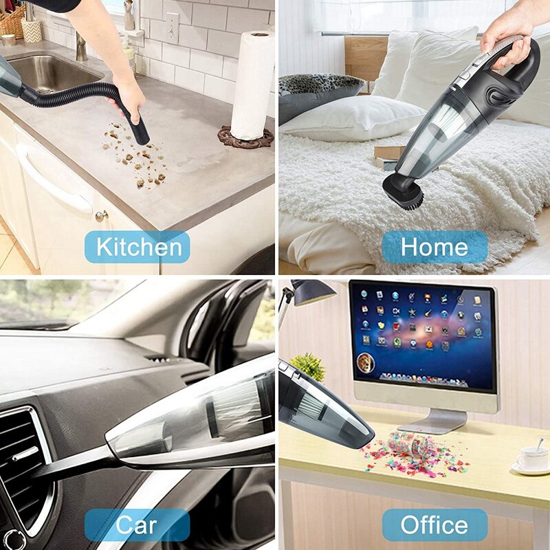 Portable Cordless Handheld Vacuum, Powerful Rechargeable Lightweight Wet/Dry Vacuum Cleaner with Storage Bag