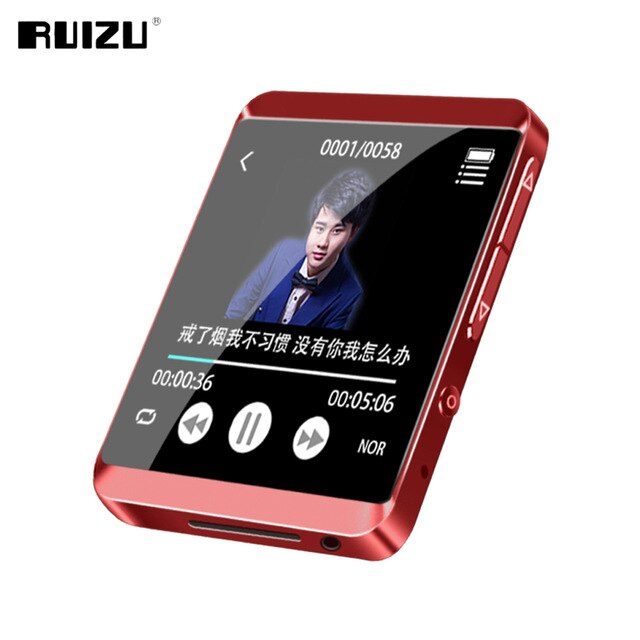 Lettore MP3 Bluetooth originale RUIZU M5 Sport 16GB 8GB Clip Mini Full touch screen supporto FM, registrazione, E-Book, orologio, contapassi: Red / 8GB