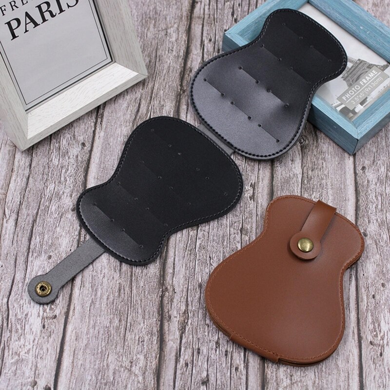 Leren gitaarplectrumhouder, plectrumhoesje/etui voor akoestische en elektrische gitaar