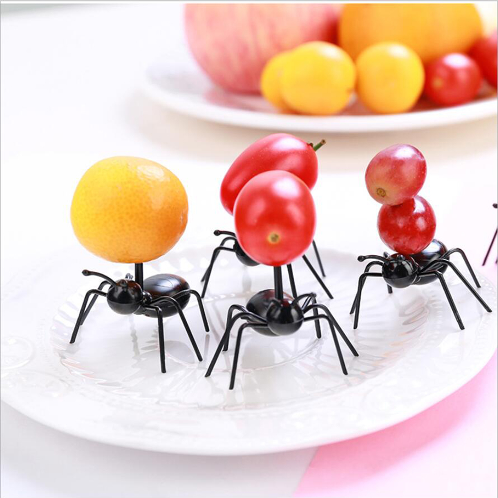 12 Stks/set Herbruikbare Ant Vorm Pick Vorken Plastic Fruit Cake Salade Party Tools