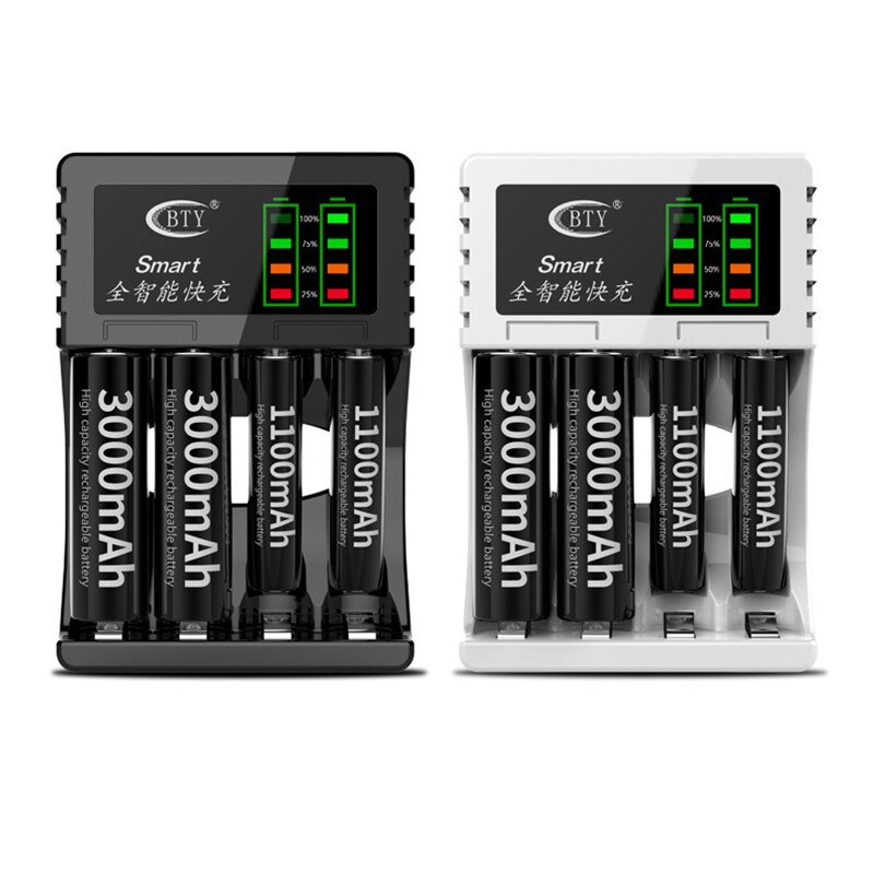 Intelligent Fast Charger 4 Slot Intelligent Battery Charger AA AAA NI-MH NI-CD Rechargeable Batteries With LED Indicator