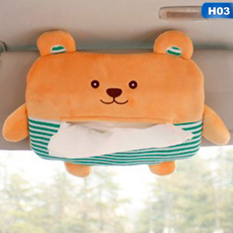 Auto Cartoon Zonneklep Tissue Doos Auto Tissue Dozen Cartoon Leuke Dier Auto Terug Opknoping Pompen Papieren Handdoek: H03