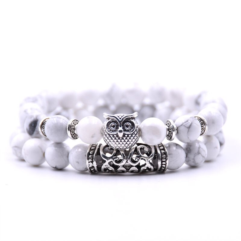 2 Stks/set Mode Paar Tijgeroog Steen Armbanden Armbanden Klassieke Zwart Wit Natuurlijke Lava Stenen Charm Bead Armband Vrouwen Mannen: 4