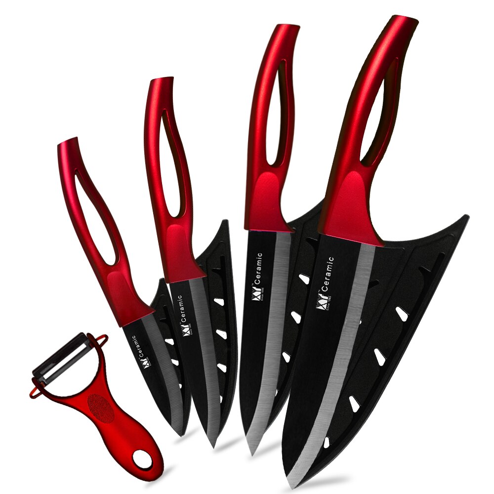 Xyj kökskniv keramisk kniv matlagningsset 3 " 4 " 5 " 6 " tum + skalare skönhetsblad skala frukt vege kockkniv köksredskap