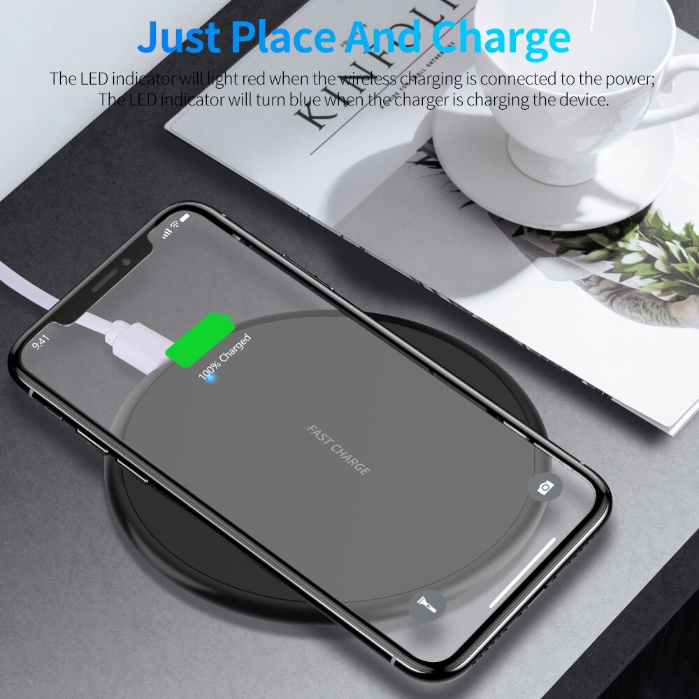 10w trådlös laddare för samsung galaxy  s20 s10 note 10 snabb qi laddare trådlös laddningsplatta för iphone 11 pro x xs max 8 plus
