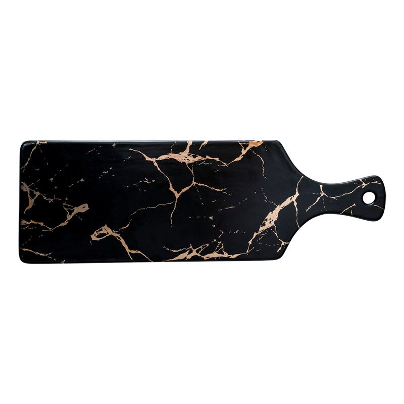 Marmer Matte Goud Zwart En Witte Keramische Servies Plaat Koude Schotel Plaat Westerse Steak Plaat Fruitschaal Sushi Platepizza Plaat: Zilver