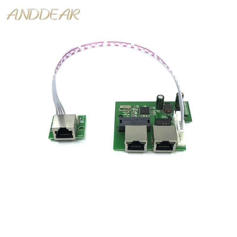Oem Fabriek Direct Mini Snelle 10 / 100 Mbps 3-Poort Ethernet Netwerk Lan Hub Switch Board 3 Rj45 5V 12V 2 Rj45 1 * 8pin Hoofd Poort