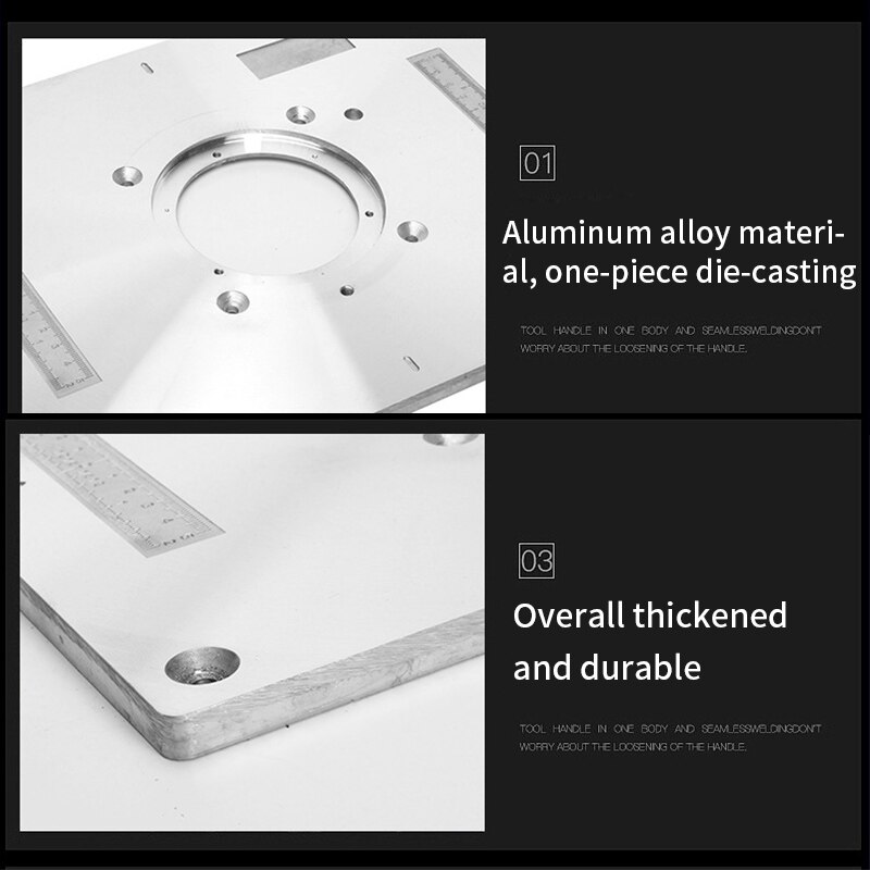 Electric Wood Milling Trimming Machine Flip Plate Guide Table Aluminum Router Table Insert Plate With 4 Bushing For Work