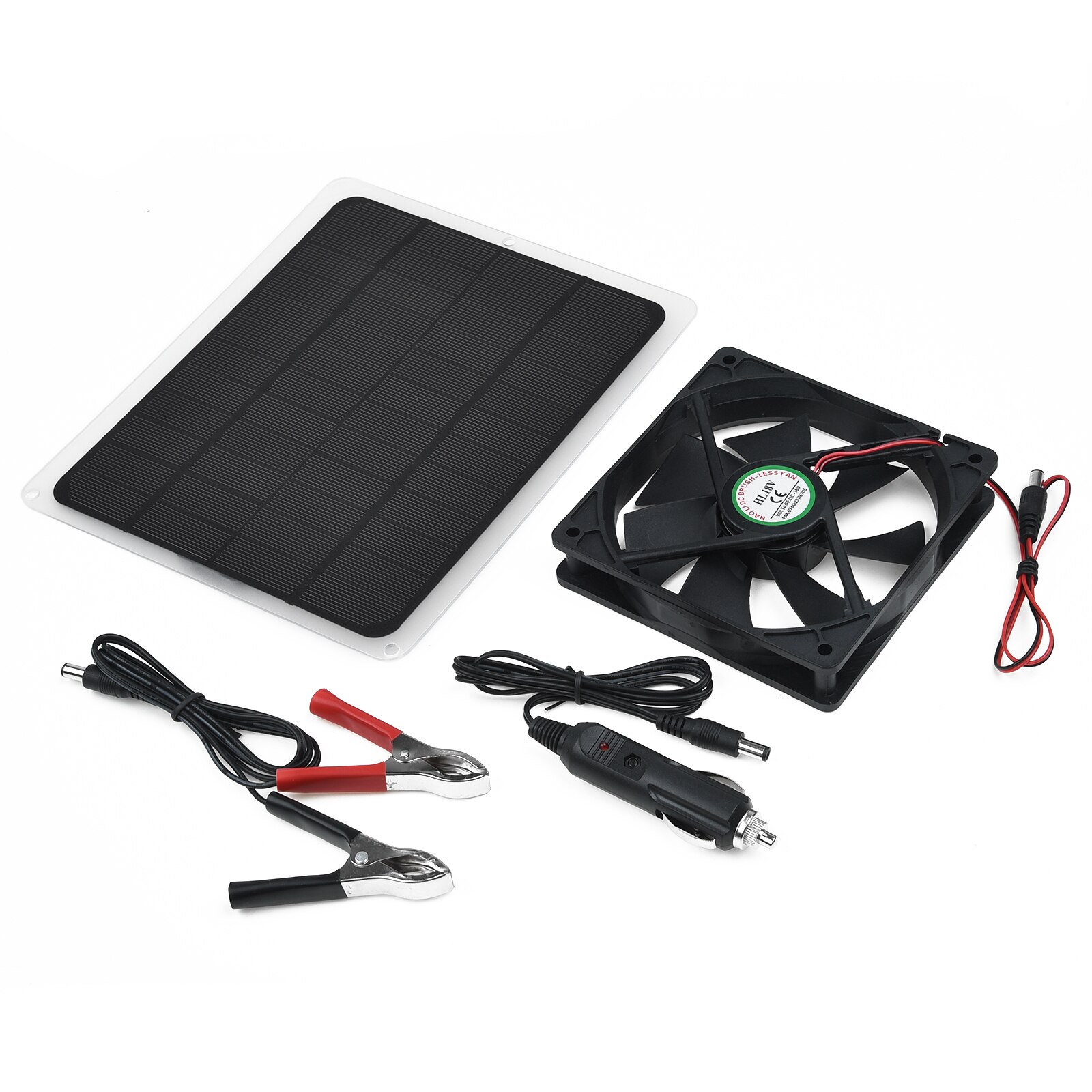 12V 10W Solar Powered Panel Fan Greenhouse Chicken- Pet House RV Car Ventilator