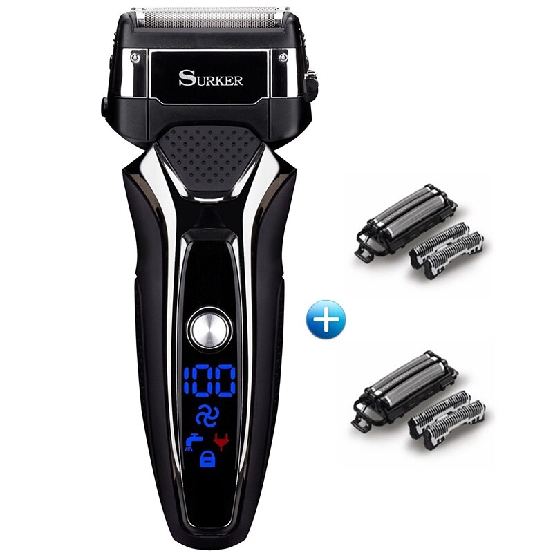 Pro Mannelijke Elektrisch Scheerapparaat Baard Folie Scheerapparaat Voor Mannen Oplaadbare Facial Scheren Machine Body Reiniging Scheerapparaat Hoofd Usb: add 2 set blade