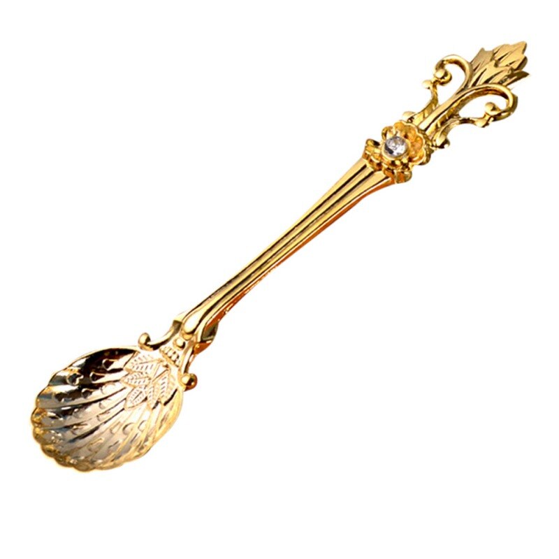 Arabic Style Antique Copper Spoon Retro Handle Spoon Kitchen Mini Tableware Spoon Flower Spoon Coffee Stir Dessert Tea: L / A1