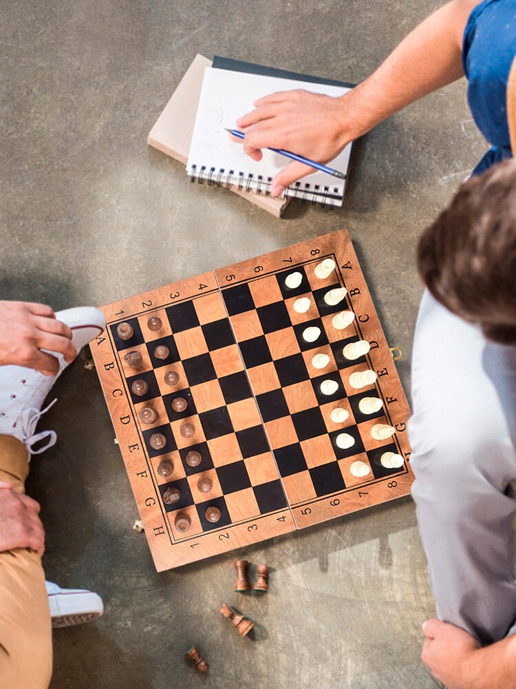 freundlicher eltern-Art-Holz Schach Spiel Schreibtisch Pädagogisches Spielzeug Holz Kasten Handgemachte 3 in 1 Schach Backgammon Spielzeug