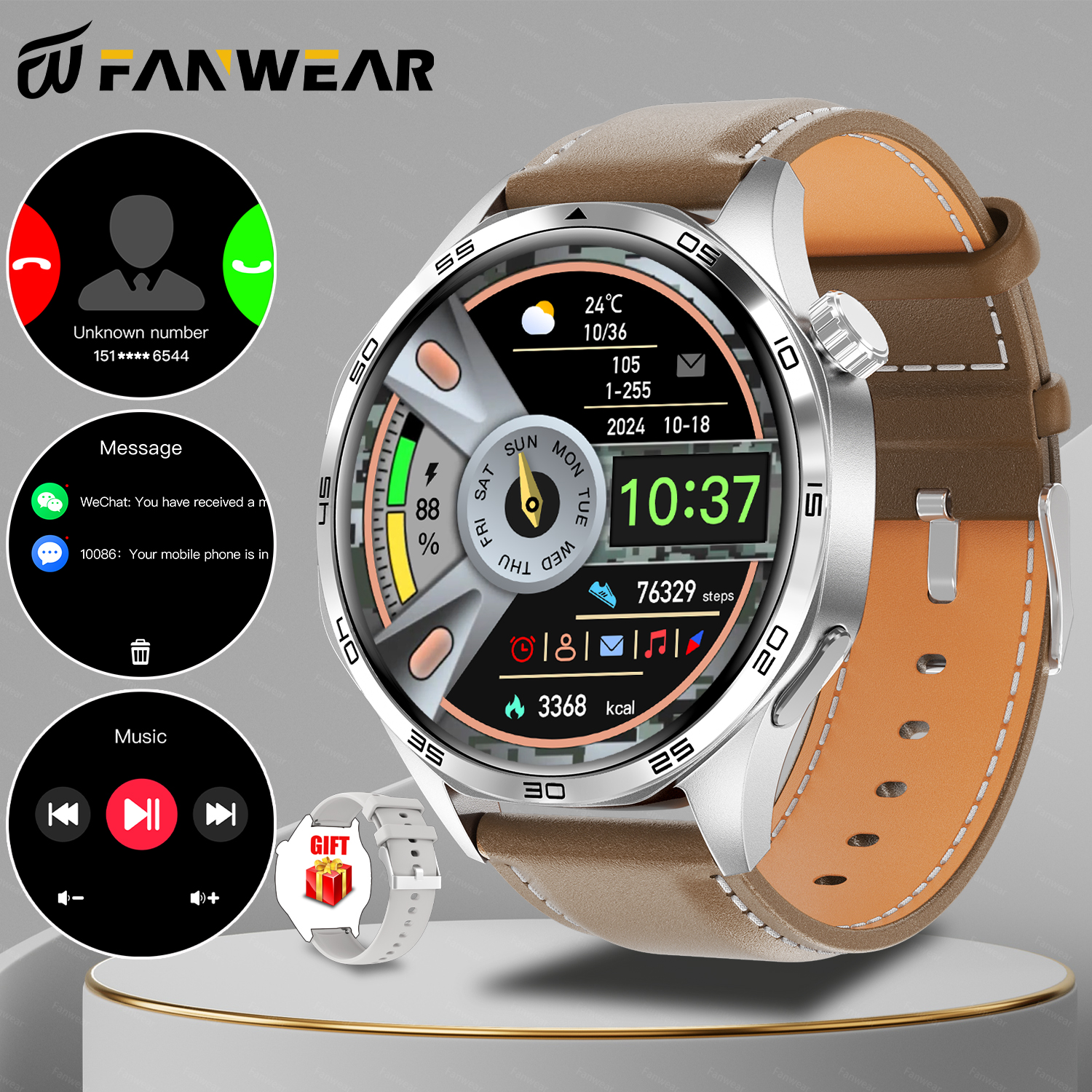 2025 novo relógio inteligente esportivo masculino para huawei relógio gt5pro gps trajetória bússola 100 + modo esportivo nfc bluetooth chamada ai voz: Vermelho