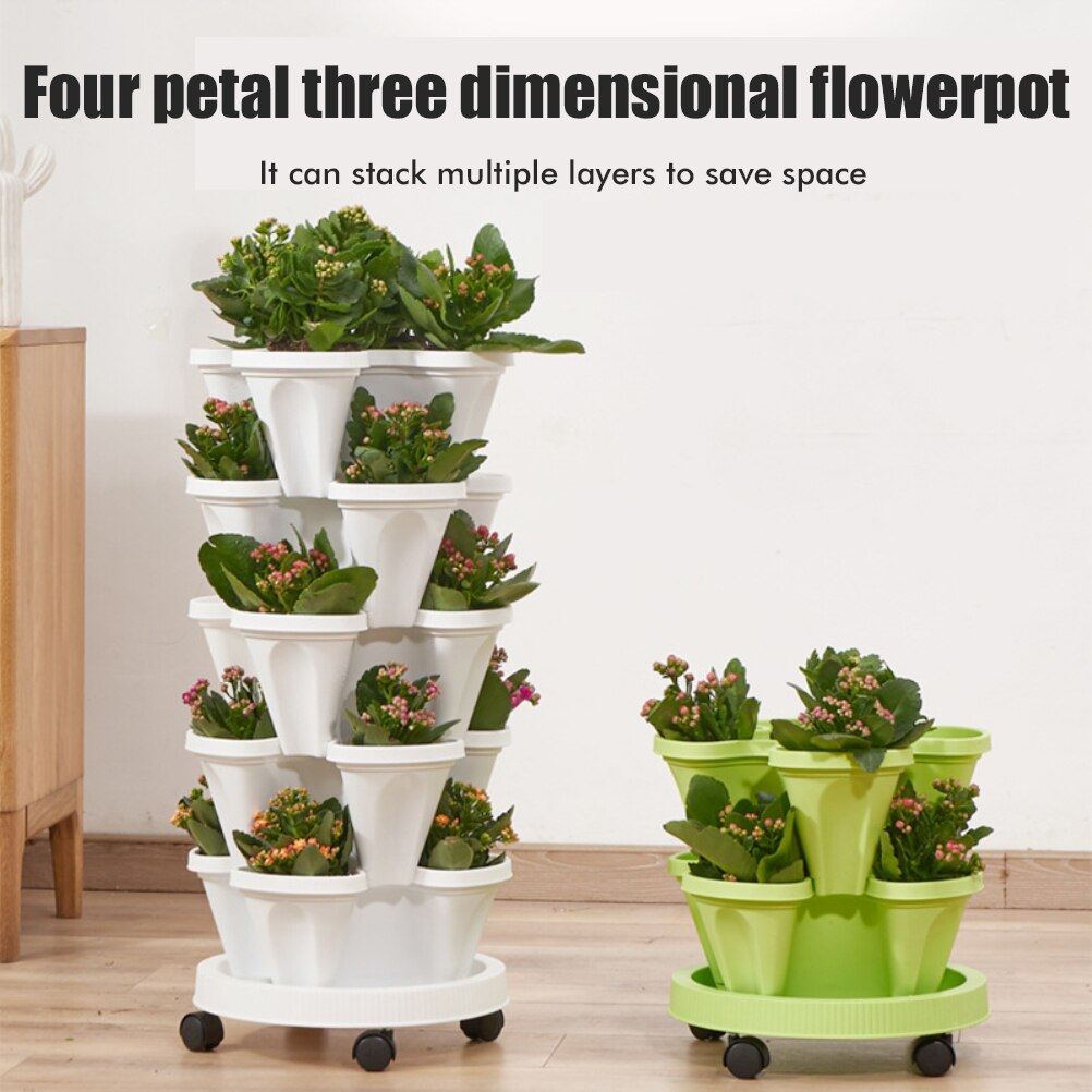 Pot de fleurs en plastique stéréoscopique Vertical empilable, support de semis de fraises de jardin pour la croissance de fleurs de fraises