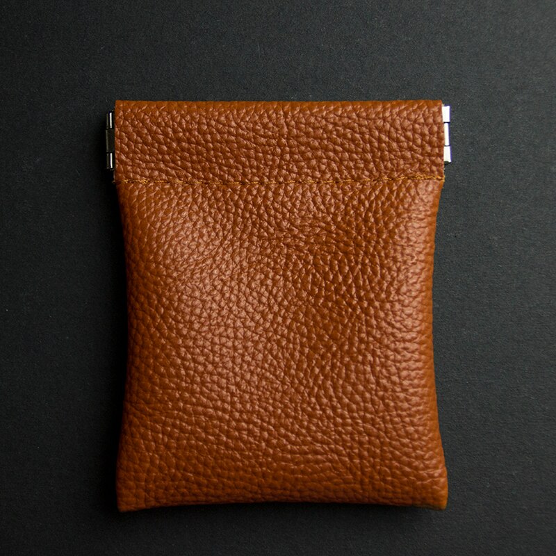 Squeeze Coin Purse Vintage Solid PU Leather Women Men Small Mini Short Wallet Bag Key Credit Card Earbuds Holder