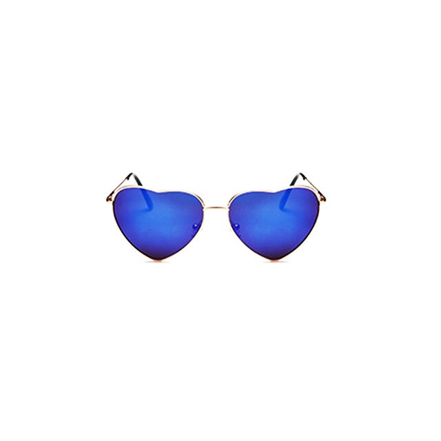 Damas Corazón en forma de gafas de sol de Metal de de las mujeres sin montura amor océano claro lentes gafas de sol Uv400 conductor gafas: Blue