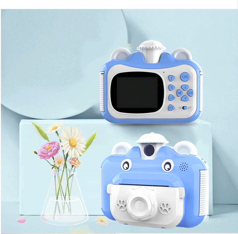 Instantane Camera Speelgoed Voor Kinderen Meisjes Kinderen Digitale Video Camera Christmas Brithday Kids Instant Camera Printer: Blauw / 16GB